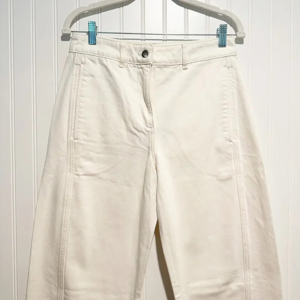 J Crew Relaxed Barrel Leg Jeans White Denim Size 0 NEW